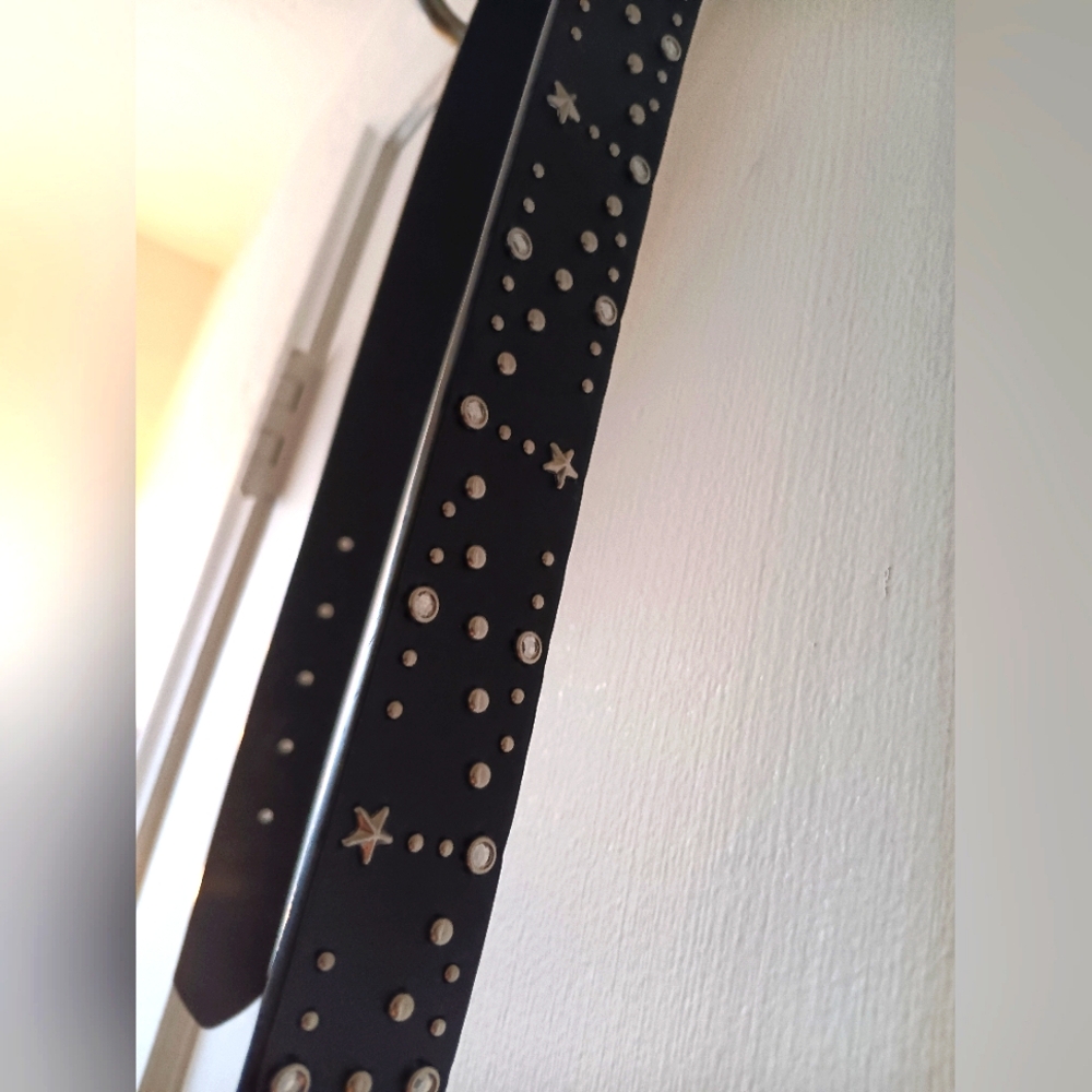 Studded Black Belt with Star Accents